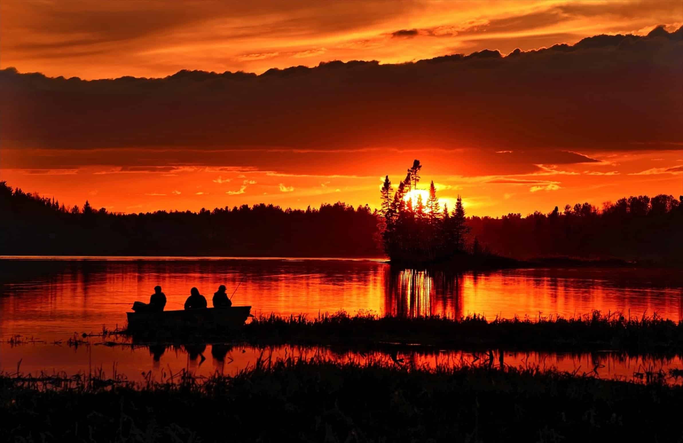 dawn fishing lake silhouette dawn fishing lake silhouette
